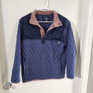 Men's Southern Marsh Quilted Pullover Sweatshirt Jacket Blue And Tan